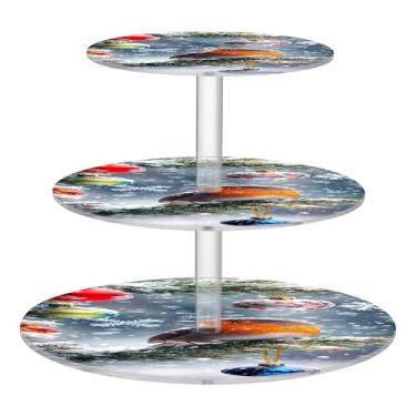 Imagem de CEBUGI Suporte de cupcake de 3 camadas, suporte redondo para bolos, torre, bandeja de servir em camadas de acrílico para chá, chá de bebê, casamento e mais