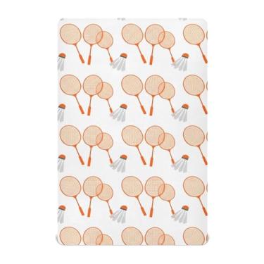 Imagem de Wassud Lençóis de berço respiráveis para raquetes de badminton, capas de colchão de berço de 68 x 99 cm, lençol neutro para meninos e meninas (serve para berço padrão e pacote e brincadeira)