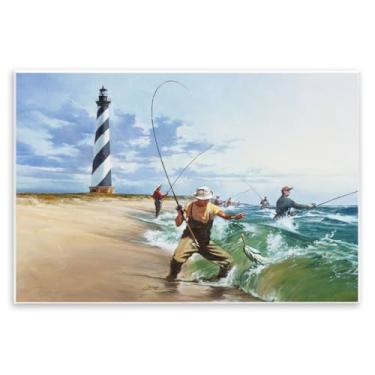 Imagem de Stupell Industries Arte de placa de parede Cape Hatteras Fishermen, design por Wind River Studios, 25 x 38 cm