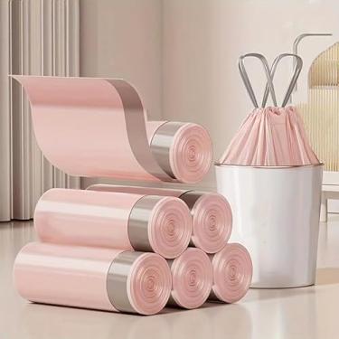 Imagem de 1Rolls/60 Pçs Sacos de Lixo Grossos e Duráveis com Cordão - Sacos de Lixo de Cozinha Grandes e Portáteis para Uso Doméstico