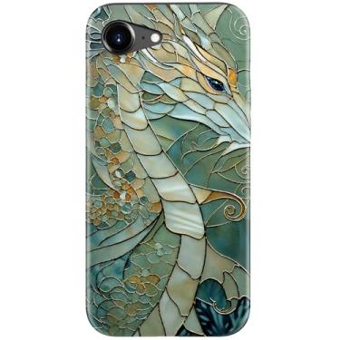 Imagem de Goodon Capa fofa para iPhone 16e - Compatível com carregamento sem fio - Capa rígida de camada dupla + capa de silicone - Capa protetora para celular com designs modernos para mulheres - um dragão
