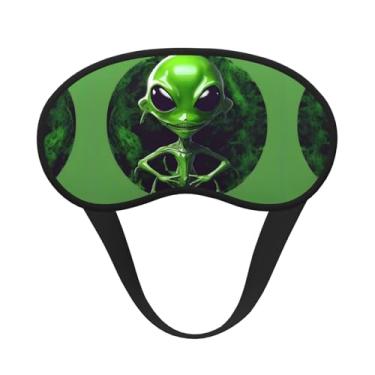 Imagem de Máscara de dormir blecaute com estampa de alienígena verde máscara de luz macia para dormir meditação viagem ioga