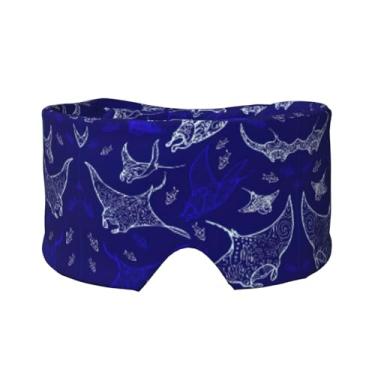 Imagem de Máscara protetora para olhos e orelhas com estampa de peixe e raio de manta e peixe, respirável, ajustável, blecaute, confortável