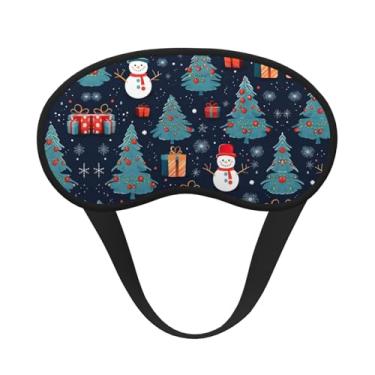 Imagem de Máscara de dormir blecaute com estampa de boneco de neve de Natal azul máscara de luz macia para dormir meditação viagem ioga