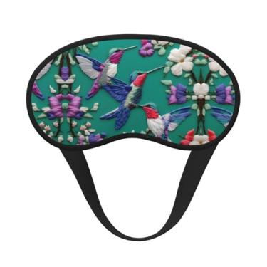 Imagem de Máscara de dormir blecaute com estampa de beija-flores bordadas, máscara para os olhos, macia, leve, para dormir, meditação, viagem, ioga