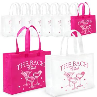 Imagem de FYSUIMU 8 peças The Bach Sacos não tecidos com alças reutilizáveis rosa choque branco sacos de presente para despedida de solteira, chá de panela, lembrancinhas de festa
