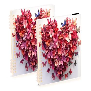 Imagem de Burbuja Cadernos de corações dos namorados, papel pautado universitário A5 com 60 folhas, fichário para diário, escritório, 2 unidades