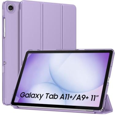 Imagem de MoKo Capa para Galaxy Tab A11+ Plus/A9+ 28 cm 2025/2023, capa protetora inteligente de suporte fino com capa traseira translúcida de policarbonato rígido para tablet Galaxy Tab A11+/A9 Plus, lilás