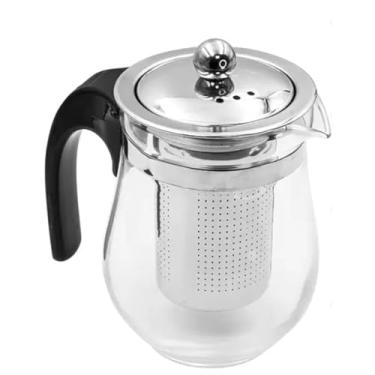 Imagem de Chaleira de Vidro com Infusor de Aço Inoxidável, Bule para Chá com Alça Ergonômica, Capacidade 950ml, Transparente