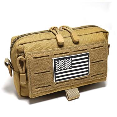Imagem de Tactical Molle Bolsa de administração compacta utilitária EDC, bolsa para celular, pochete de cintura, bolsa de cinto, kit de primeiros socorros (cáqui novo)