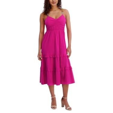 Imagem de Siena Vestido feminino sem mangas midi de algodão elástico, Rosa choque, 40