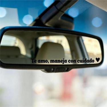 Imagem de Te amo maneja con cuidado Adesivo de espelho retrovisor, adesivo espanhol Te amo maneja con cuidado, I Love You Drive Safe Decalques de janela de carro à prova d'água (5 peças, preto)