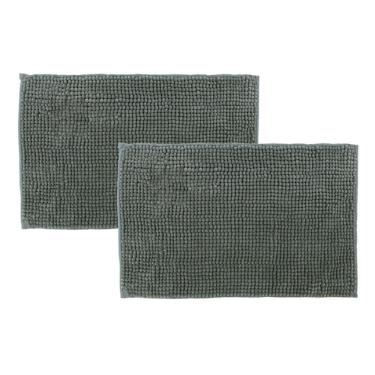 Imagem de Kit 2 Tapetes Banheiro Bolinha Antiderrapante Cinza 58x38cm