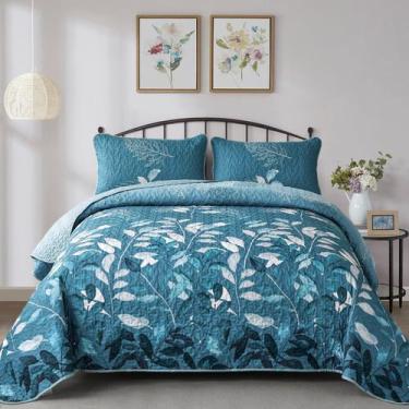 Imagem de Conjunto de edredões WONGS BEDDING Teal Floral Full Size 3 peças