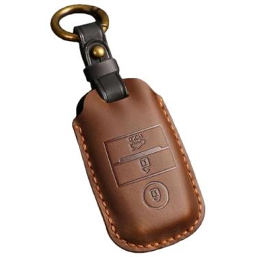 Imagem de Capa de couro genuíno para chave remota de carro compatível com KIA K5/Rio/Cerato 3/Sorento XM FL/Optima/KX K4/Rio GT Line 2021 Proteção de chaveiro(Brown)