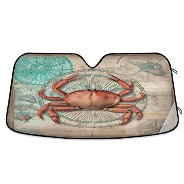 Imagem de Para-brisa dianteiro vintage Sea Life Caranguejo vermelho para janela de carro, para-sol para caminhão, acessórios de verão para carro