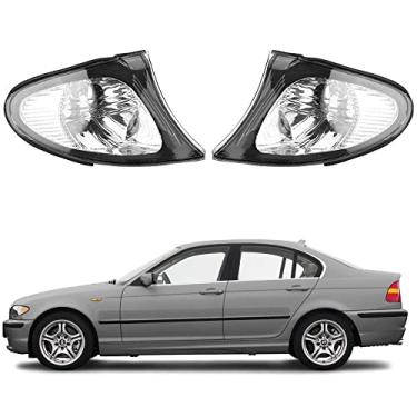 Imagem de Prefer Warehouse Par de setas de luz de canto frontal transparente compatível com BMW Série 3 E46 320i 325i 325xi 330i 330xi 4DR Sedan Wagon 2002-2005 substitui 3137165859 63137165860 BM2520109