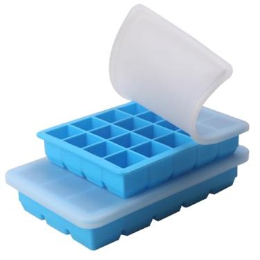 Imagem de 1 colher de sopa e 2 colheres de sopa de moldes de silicone para congelador - perfeitos para armazenar alho, gengibre, pesto, ervas, pasta de tomate, suco de limão, purês de vegetais, purês e muito