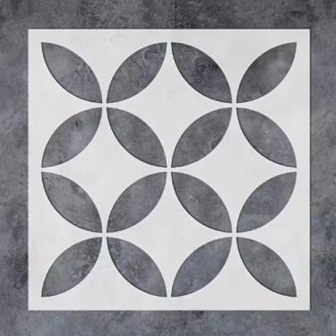 Imagem de Estêncil geométrico circular para pintura em madeira, 30,5 x 30,5 cm, estilo minimalista, modelos de pintura, estêncil para bricolage, scrapbook, decoração de Natal, estêncil de desenho para decoração