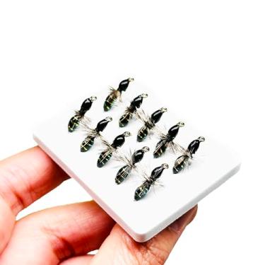 Imagem de Qievcrme 10 peças de moscas amarradas à mão, iscas/anzóis para pesca com moscas molhadas, biônica, Griffiths, isca artificial para truta, robalo e salmão para pesca em rios lagos (preto)