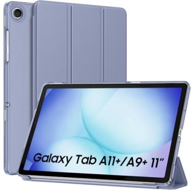 Imagem de MoKo Capa para Galaxy Tab A11+ Plus/A9+ 28 cm 2025/2023, capa protetora inteligente de suporte fino com capa traseira translúcida de policarbonato rígido para tablet Galaxy Tab A11+/A9 Plus, despertar