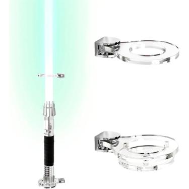 Imagem de WANLIAN Suporte de Parede para Sabre de Luz Suporte Vertical para Sabre de Luz Suporte de Acrílico para Exibição de Sabre de Luz Na Parede (Transparente, Segura 1 Sabre de Luz)