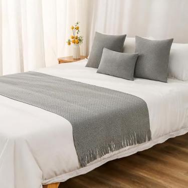 Imagem de HSTANGKY Hotel Bed Runner Cachecol Toalha de Cama com Borla Tricotado Cobertor Roupa de Cama Decorativa Cor Sólida Tecido Sofá Manta Moderna Proteção Cinza-||Apenas 2 Fronhas 50X50 cm