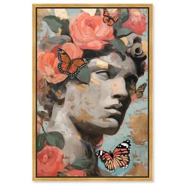 Imagem de Estátua de Folha Dourada Impressão em Tela Vintage Decoração de Quarto por Art Remedy, Moldura Dourada, 40,6 x 61 cm