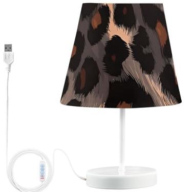 Imagem de TSENQUE Candeeiros de mesa personalizados com textura de pele de leopardo bonitos lâmpadas de cabeceira LED mesa de cabeceira USB brilhante decoração de casa lâmpada de quarto estética
