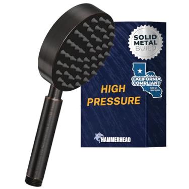 Imagem de HammerHead Showers Chuveiro de mão ALL METAL - BRONZE RUBBED OIL - 1,8 Chuveiros de baixo fluxo Varinha de spray de 10 cm, sem restrição de fluxo | Feito de aço inoxidável 304 com bicos de silicone