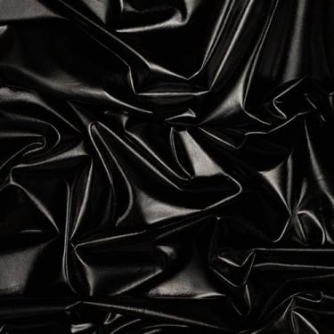 Imagem de Ice Fabrics Tecido de elastano metálico elástico de 4 vias por jarda – 152 cm de largura material de malha transparente brilhante para costurar vestidos, fantasias e atividades esportivas (preto, 1