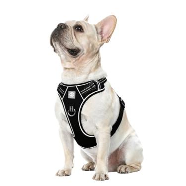 Imagem de Peitoral para cães – Enchimento refletivo ajustável com design fácil de colocar e fixação na coleira (M, preto)