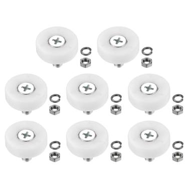 Imagem de PATIKIL Rolos de gaveta de 22 mm, 4 conjuntos de polias de posicionamento de nylon, roda de substituição de polia de gaveta pequena com arruela de mola e porca para armário de arquivos, branco