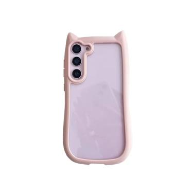 Imagem de Sunswim Compatível com Galaxy S23 Plus capa fofa Kawaii 3D orelhas de gato meninas mulheres capa protetora transparente à prova de choque para celular para Galaxy S23 Plus-rosa