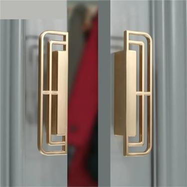 Imagem de HTNAFONI Puxadores de armário puxadores de móveis liga de zinco escovado dourado preto estante gaveta puxadores puxadores de móveis ferragens 1 peça (ouro 64 mm)