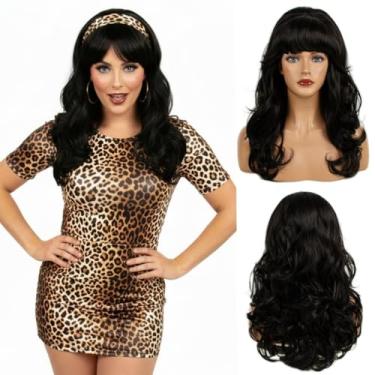 Imagem de H&Bwig Peruca longa colmeia – estilo vintage extra bouffant para Halloween dos anos 60-80, cosplay e fantasias de drag queen (preto)