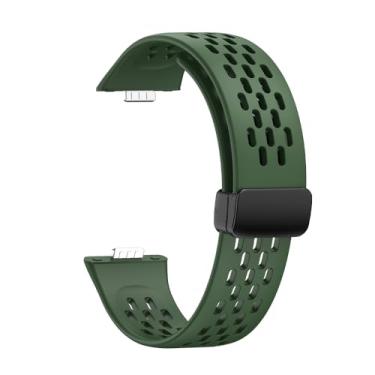 Imagem de IENYU Pulseira de silicone com fivela dobrável para Huawei Watch Fit 3, pulseira esportiva HUAWEI Fit3 (verde escuro), One Size, Ágata