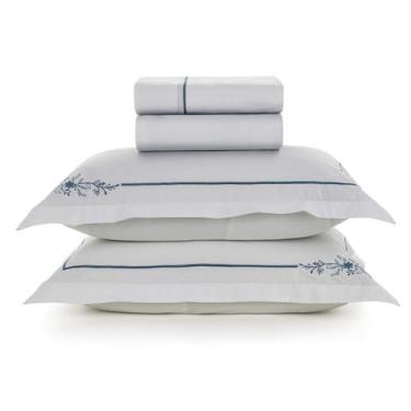 Imagem de Jogo Lençol Queen Karsten 200 Fios 100 Algodão Percal 4 peças Dobra Fe