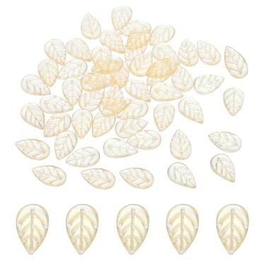Imagem de Generic Contas de folha de vidro tchecas de 18 x 11 mm, 100 peças de contas de folha de cristal para fazer joias, artesanato, pulseira, colar, brincos, ouro claro