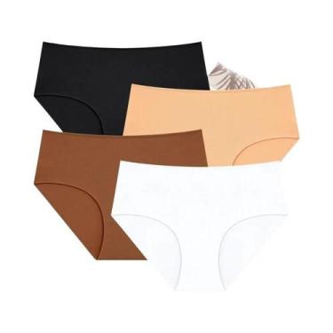 Imagem de Calcinhas De Algodão plus Size Para Mulheres, Cintura Média, 4 Peças, 