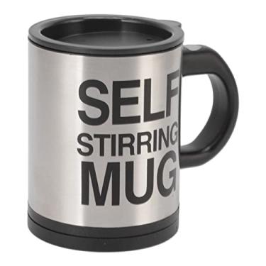 Imagem de GLOGLOW Caneca de Agitação Elétrica para Viagens de Escritório Caneca de café Com Agitação Automática, Copo de Aço Inoxidável de Mistura Automática para Bebidas Quentes, Capacidade de 400ml, (Preto)