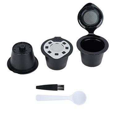 Imagem de CUOFYUNL 5 unidades/conjunto de plástico e aço inoxidável reutilizáveis ​​cápsulas de café recarregáveis ​​filtro de copos (Prata)