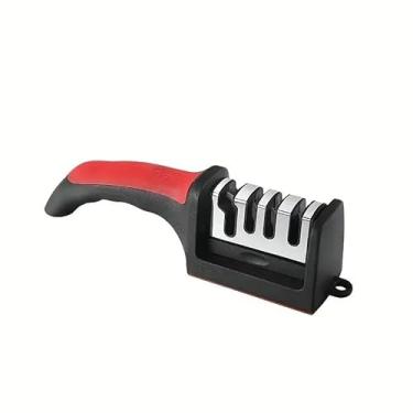 Imagem de Afiador de facas de 4 estágios, acessório de cozinha, adequado para facas e tesouras de cerâmica/aço, ajuda a restaurar e polir as lâminas (vermelho e preto)