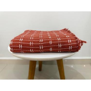 Imagem de Manta Para Sofá Gigante 2,40 x 1,80 Capa Protetora Decorativa Algodão Cama Colcha Coberta(Pontilhada Terracota)