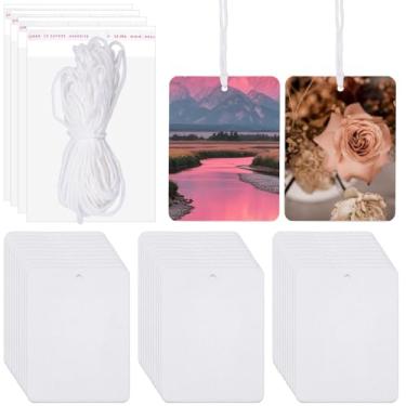 Imagem de SOFPLATE 61 peças 30 conjuntos de purificador de ar de sublimação kit de sublimação em branco feltro dupla face folhas de purificador de ar para carro com corda elástica sacos autovedantes para