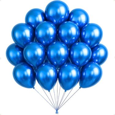 Imagem de Kit 50 Un Balão Metalizado N° 10 Decoração Festa Aniversário Evento Comemoração (Azul)