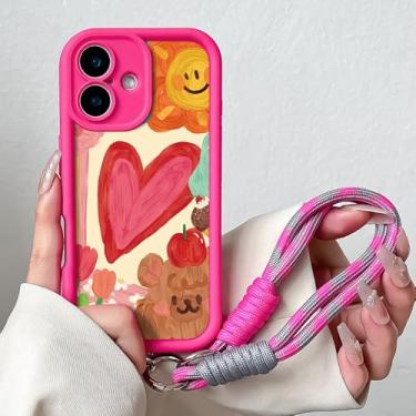 Imagem de Capa de celular em formato de pulseira com coração para iPhone 16/16E/15/14/13/12/11 Pro Max/XS Max/XR/6/7/8 Plus, BGK23, RoseSS, para iPhone 14 Plus