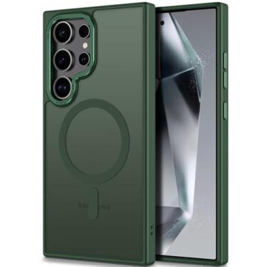 Imagem de Hython Capa para celular Samsung Galaxy S24 Ultra, magnética, translúcida, fosca [compatível com MagSafe] Capa protetora rígida fina e fina à prova de choque para mulheres, homens e meninas, verde