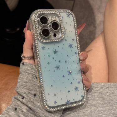 Imagem de HTVJFX Capa dupla frontal e traseira para iPhone 14 Pro Max, capa de silicone macio com gradiente em forma de estrela (para iPhone 14 Pro Max/verde)