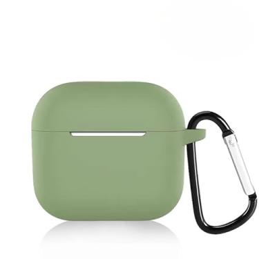 Imagem de Capa protetora de silicone para AirPods 4 com chaveiro, capa protetora de silicone (verde claro)